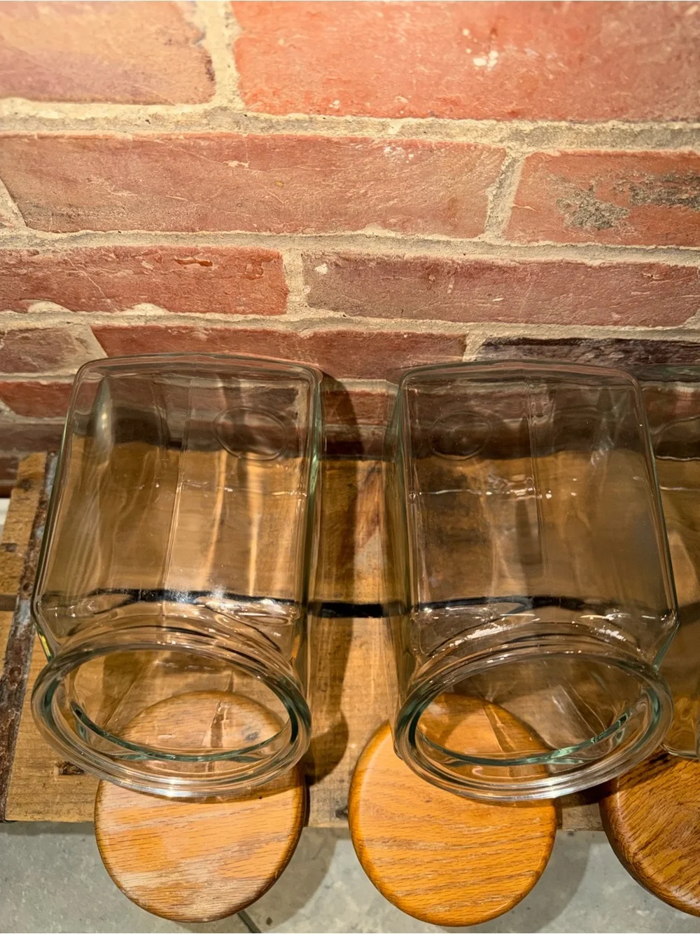 Set of 4 Kitchen Glass Storage Jars with Wood Lids Seal Baking Ingredients